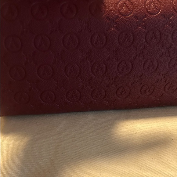 Mario Valentino Burgundy Clutch with Silver Chain Accent - Picture 8 of 14